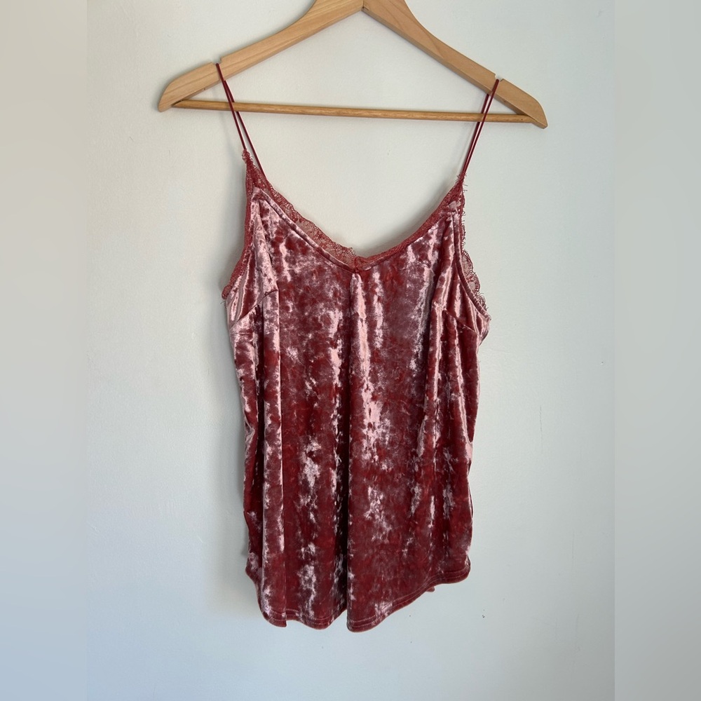 Velvet Spaghetti Strap Top in Pink 90’s Y2K